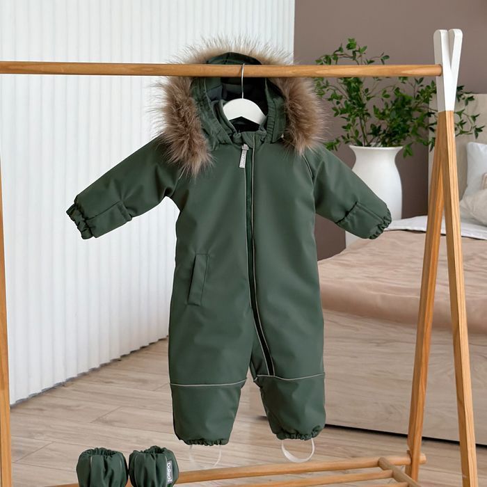 Winter waterproof snowsuit Apollo Green faux fur trim