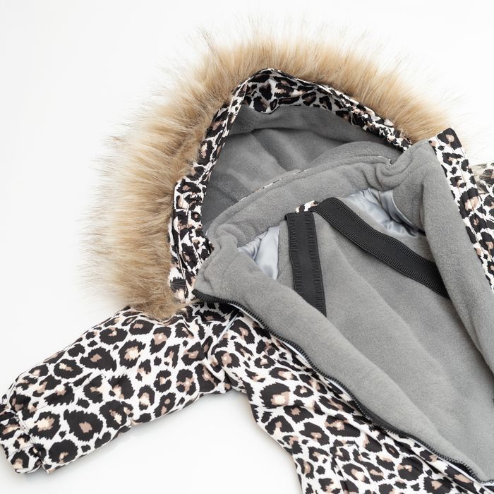 Winter waterproof snowsuit Apollo Leopard faux fur trim