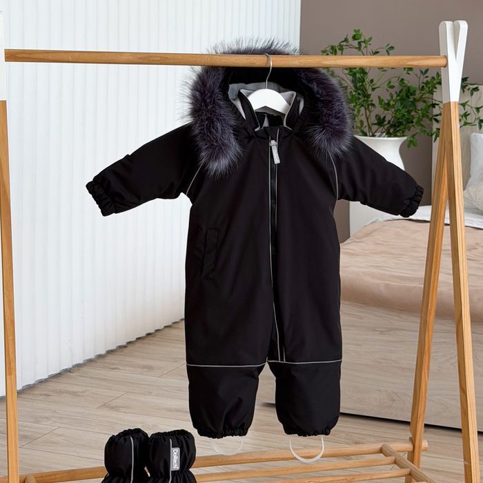 Winter waterproof snowsuit Apollo Black faux fur trim